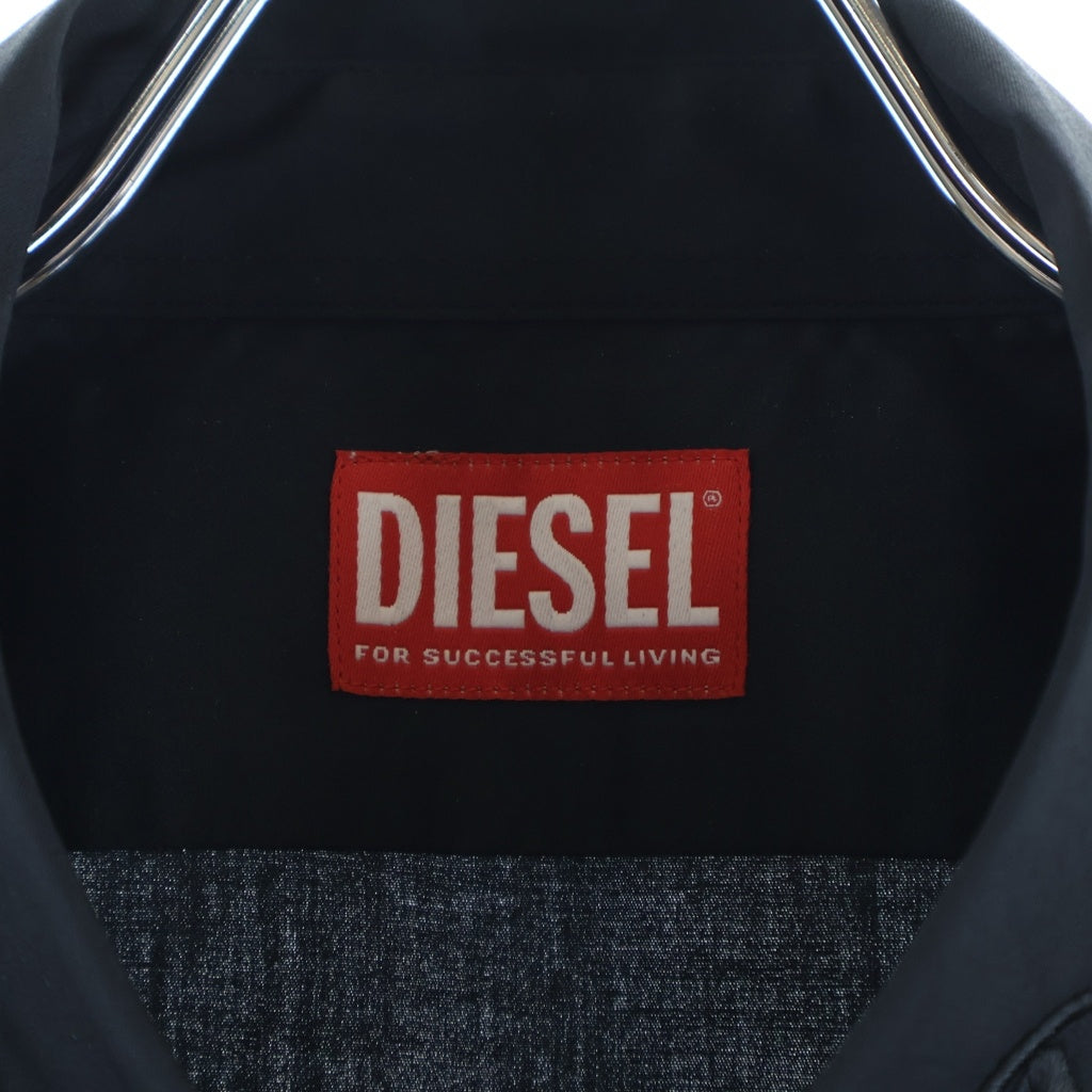 DIESEL(ディーゼル) 襟ロゴ刺繍 エンブロイダリー 長袖シャツ ブラック A10617-0QFAV