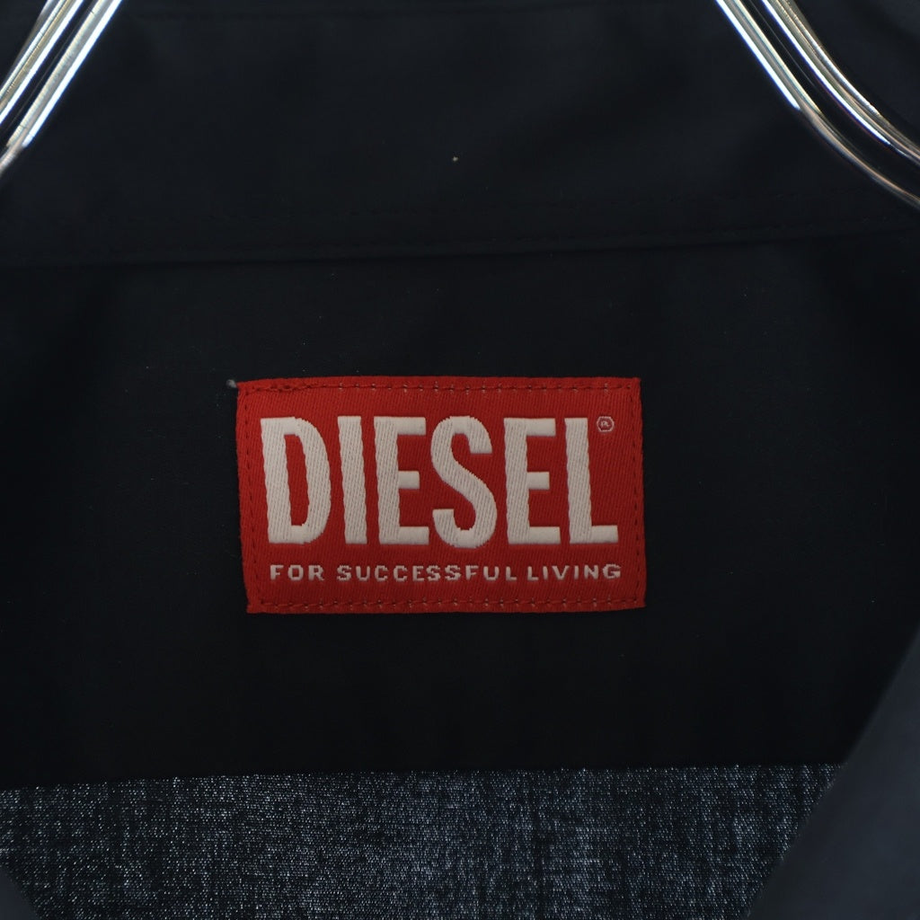 DIESEL(ディーゼル) 襟ロゴ刺繍 エンブロイダリー 長袖シャツ ブラック A10617-0QFAV