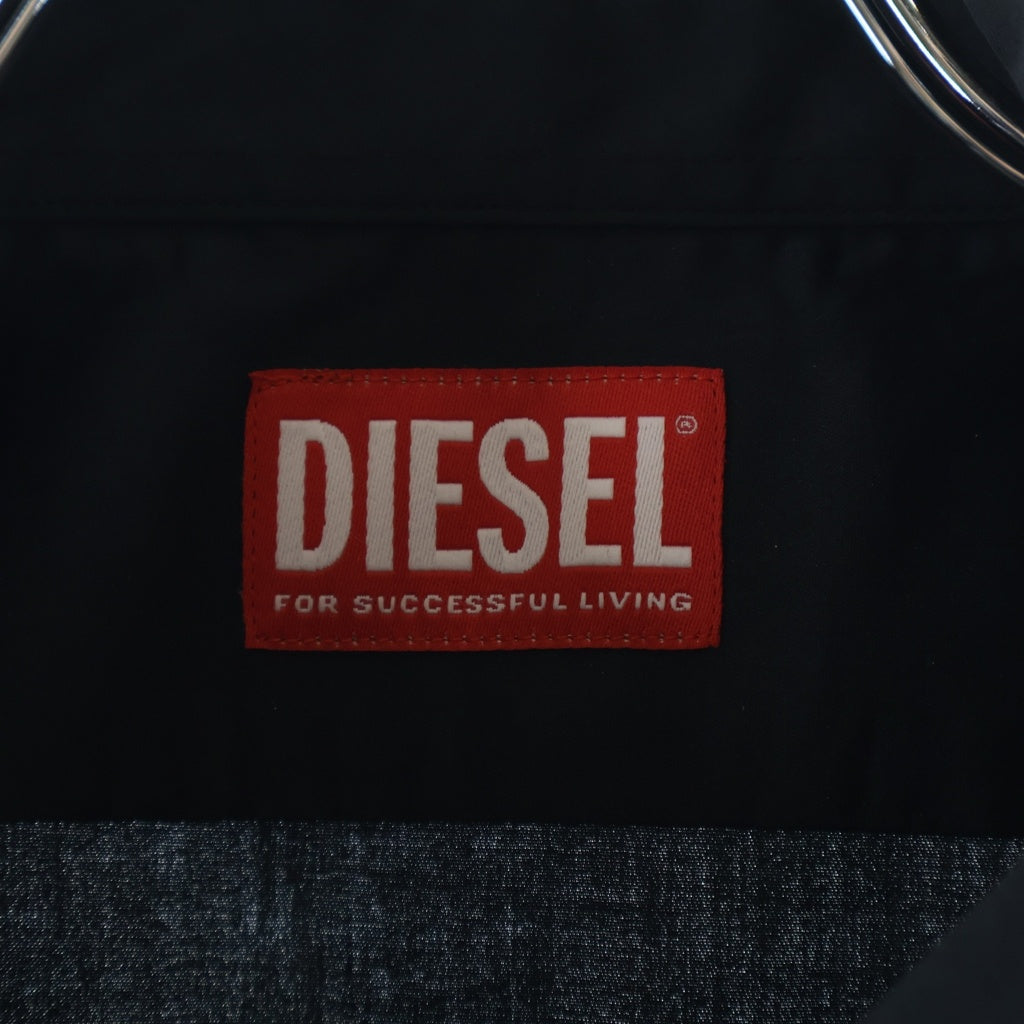 DIESEL(ディーゼル) 襟ロゴ刺繍 エンブロイダリー 長袖シャツ ブラック A10617-0QFAV