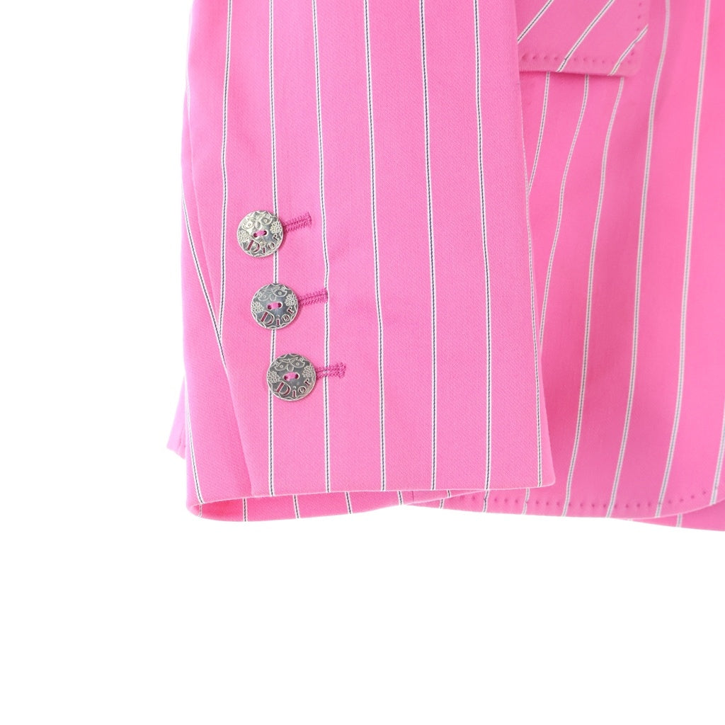 DIOR(ディオール) ■ピークドラペル ストライプ 1B テーラードジャケット ピンク 5P12022201 38 レディース