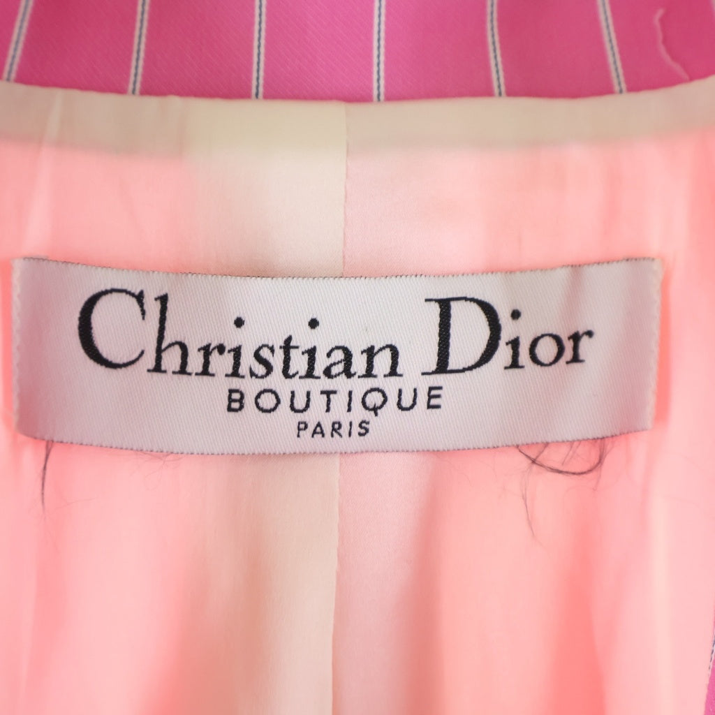 DIOR(ディオール) ■ピークドラペル ストライプ 1B テーラードジャケット ピンク 5P12022201 38 レディース
