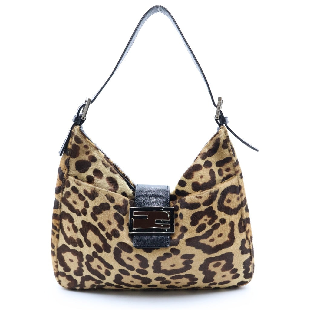 FENDI(フェンディ) マンマバケット ワンショルダーバッグ ブラウン ハラコ×レザー レディース