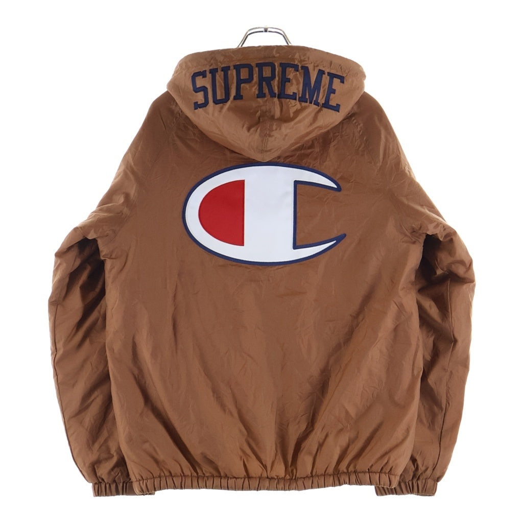 SUPREME(シュプリーム) 17AW ×Champion Sherpa Lined Hooded Jacket チャンピオン シェルパ ラインド 裏地ボア フーデッド パーカー ジャケット ブラウン