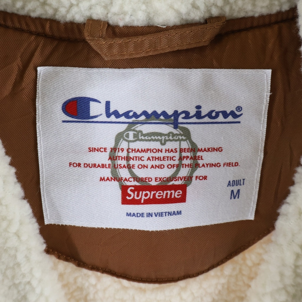 SUPREME(シュプリーム) 17AW ×Champion Sherpa Lined Hooded Jacket チャンピオン シェルパ ラインド 裏地ボア フーデッド パーカー ジャケット ブラウン