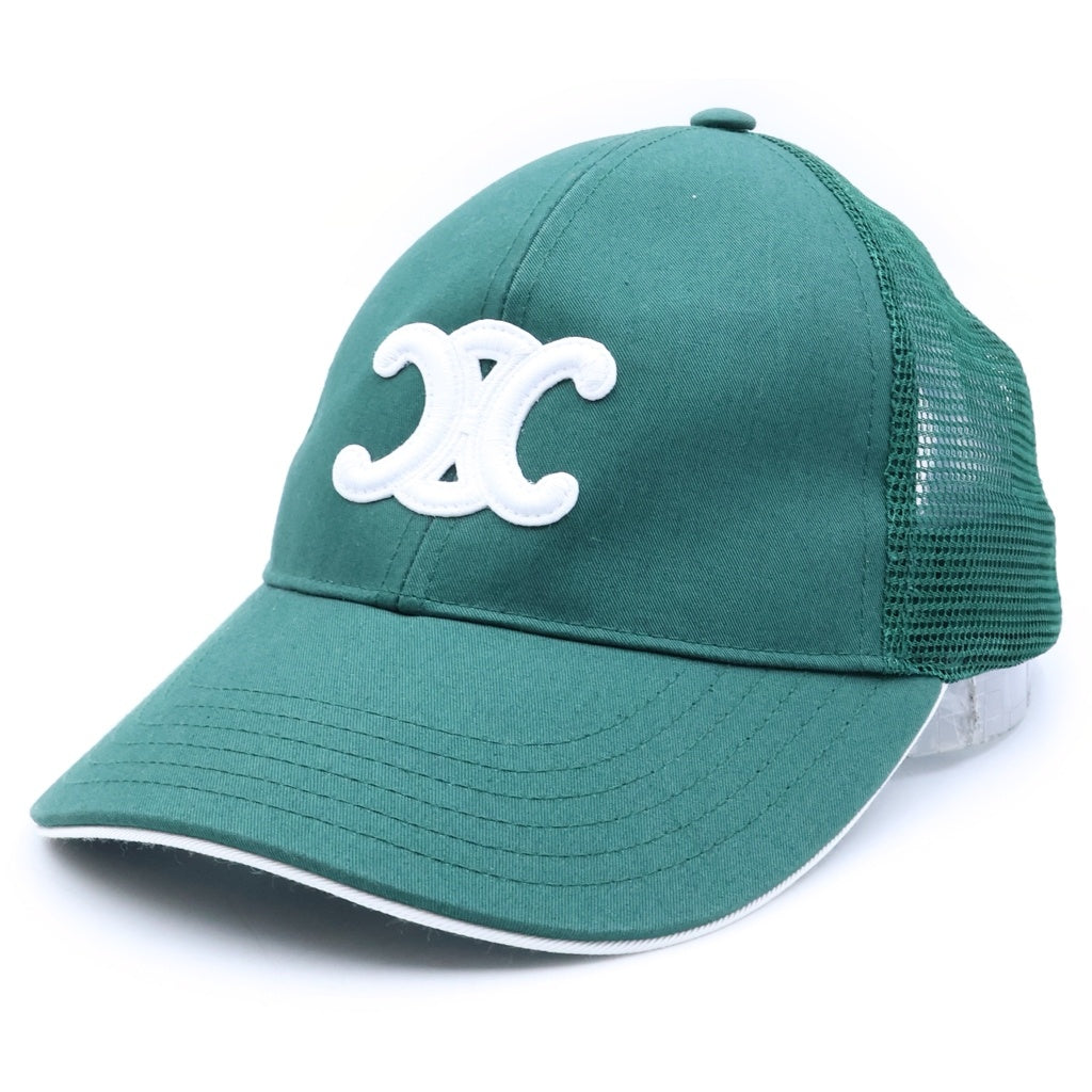 CELINE(セリーヌ) TRIOMPHE LOGO MESH CAP トリオンフロゴ メッシュキャップ 帽子 ベースボールキャップ グリーン 2AUN8969P