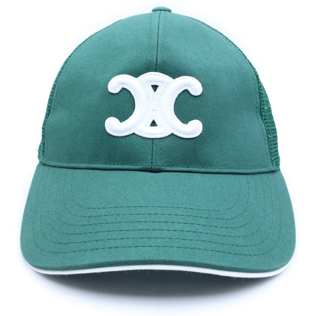 CELINE(セリーヌ) TRIOMPHE LOGO MESH CAP トリオンフロゴ メッシュキャップ 帽子 ベースボールキャップ グリーン 2AUN8969P
