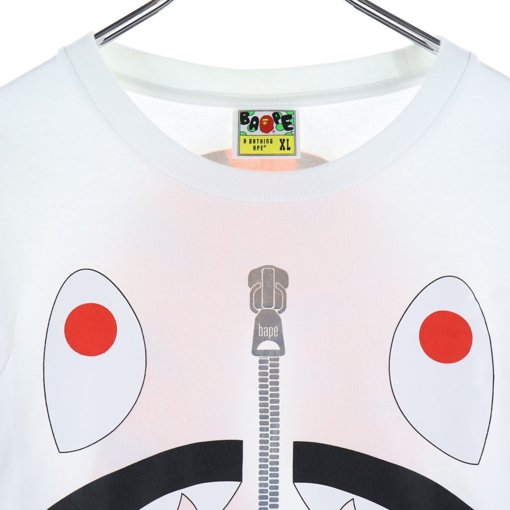 A BATHING APE(アベイシングエイプ) Shark L/S Tee シャークプリント 長袖Tシャツ ロンT ホワイト 1E23114907