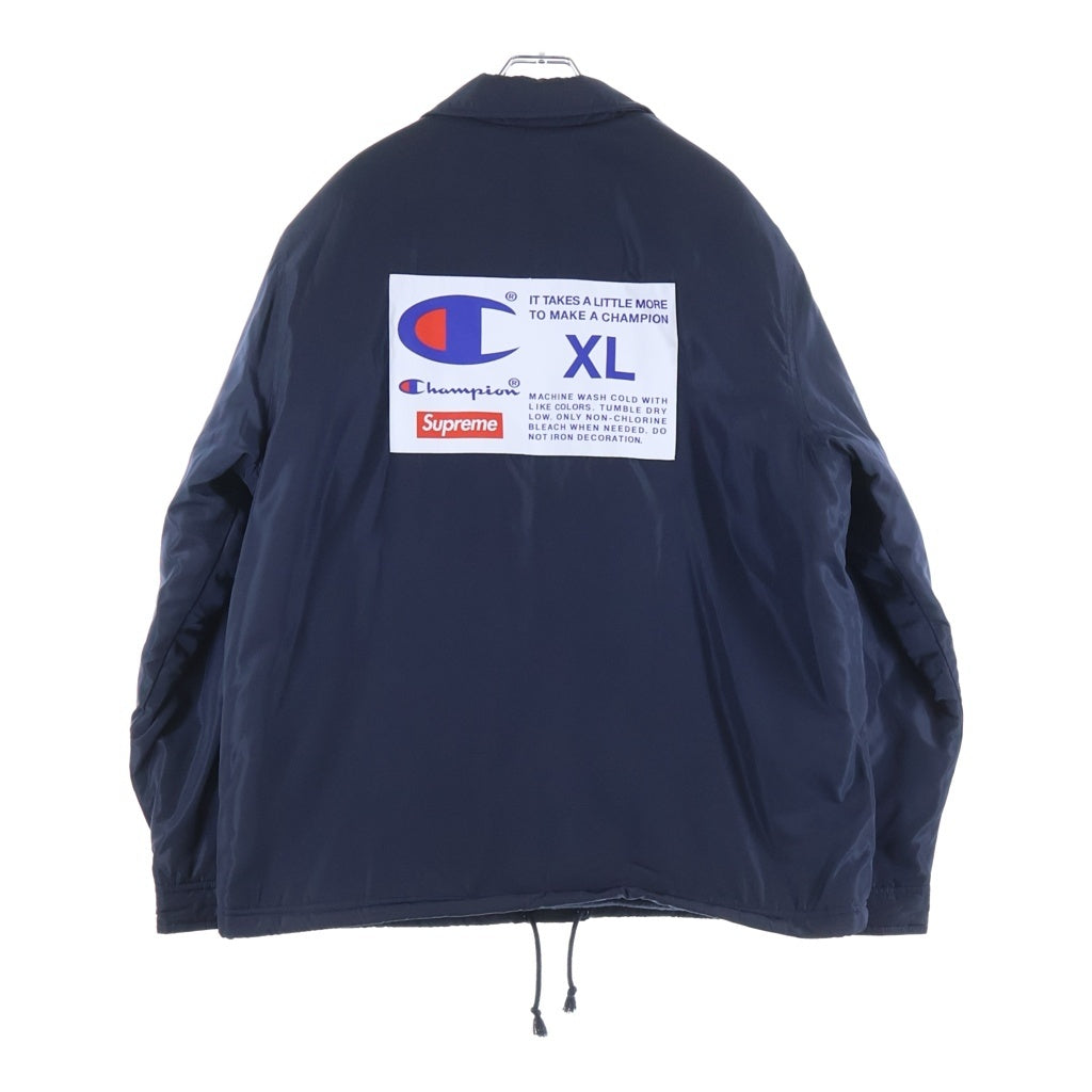 SUPREME(シュプリーム) 18AW ×Champion Label Coaches Jacket チャンピオン ラベル 裏地ボア コーチジャケット ネイビー