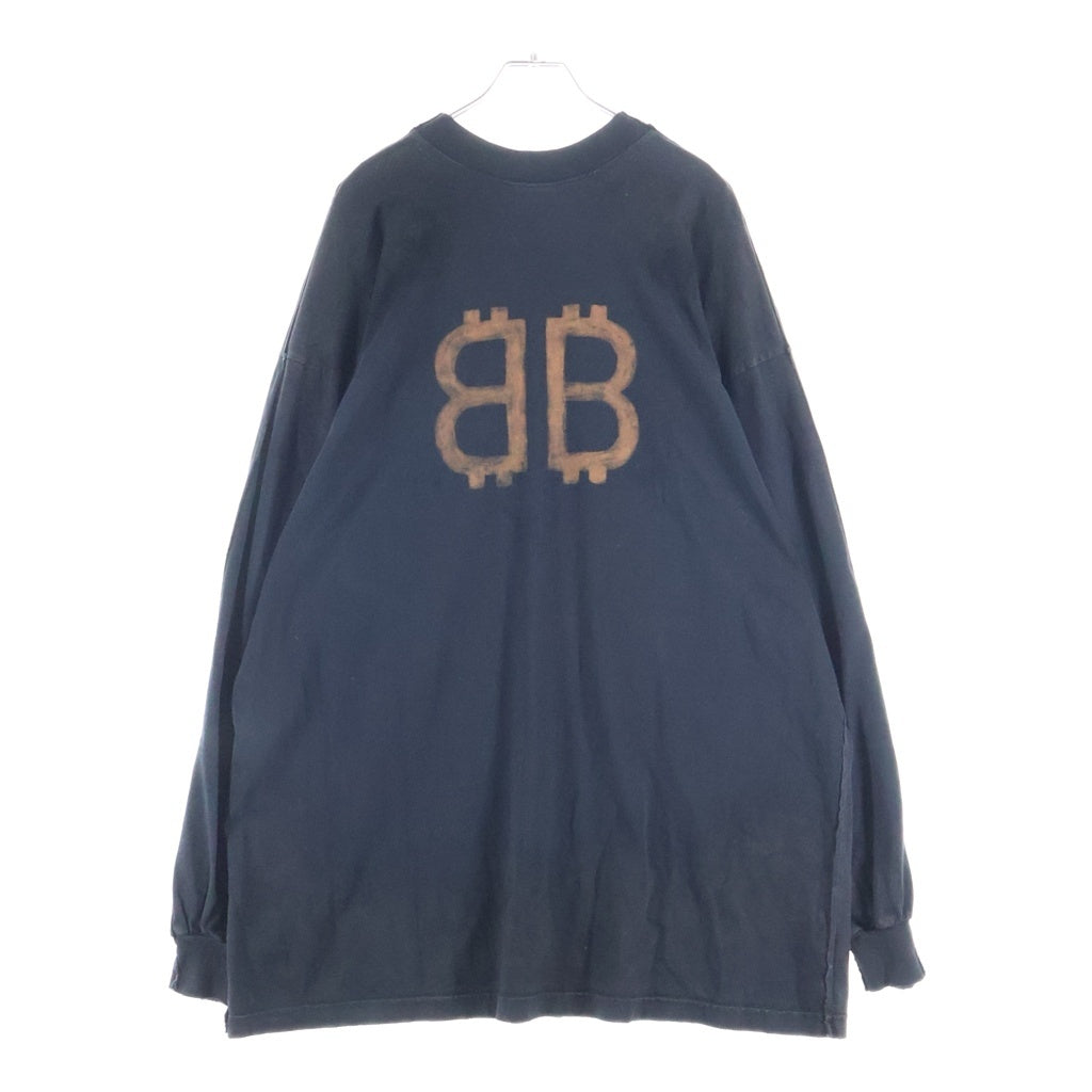 BALENCIAGA(バレンシアガ) 24AW ZL/S Double Front T-Shirts パリムーンプリント ロングスリーブ 長袖Tシャツカットソー ブラック 791613TQVY2