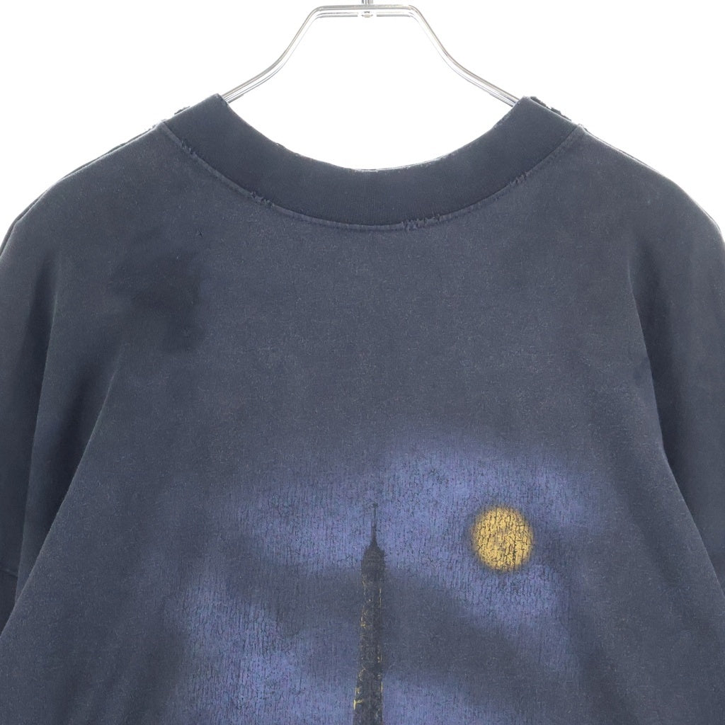 BALENCIAGA(バレンシアガ) 24AW ZL/S Double Front T-Shirts パリムーンプリント ロングスリーブ 長袖Tシャツカットソー ブラック 791613TQVY2