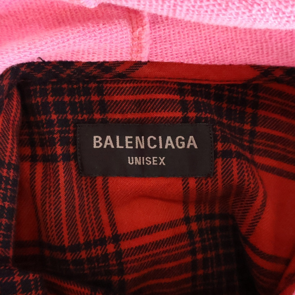 BALENCIAGA(バレンシアガ) 23SS HOODED CHECK SHIRT フーデッド 長袖チェックシャツ ブラック/レッド 746369TNM25