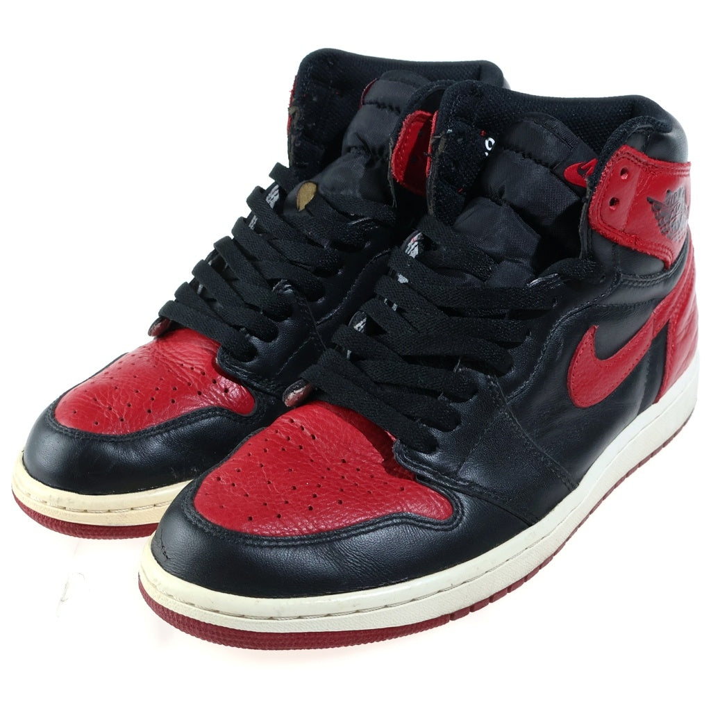 NIKE(ナイキ) AIR JORDAN 1 RETRO HIGH OG エアジョーダン1 レトロ ハイカットスニーカー ブラック/レッド US9/27cm 555088-001