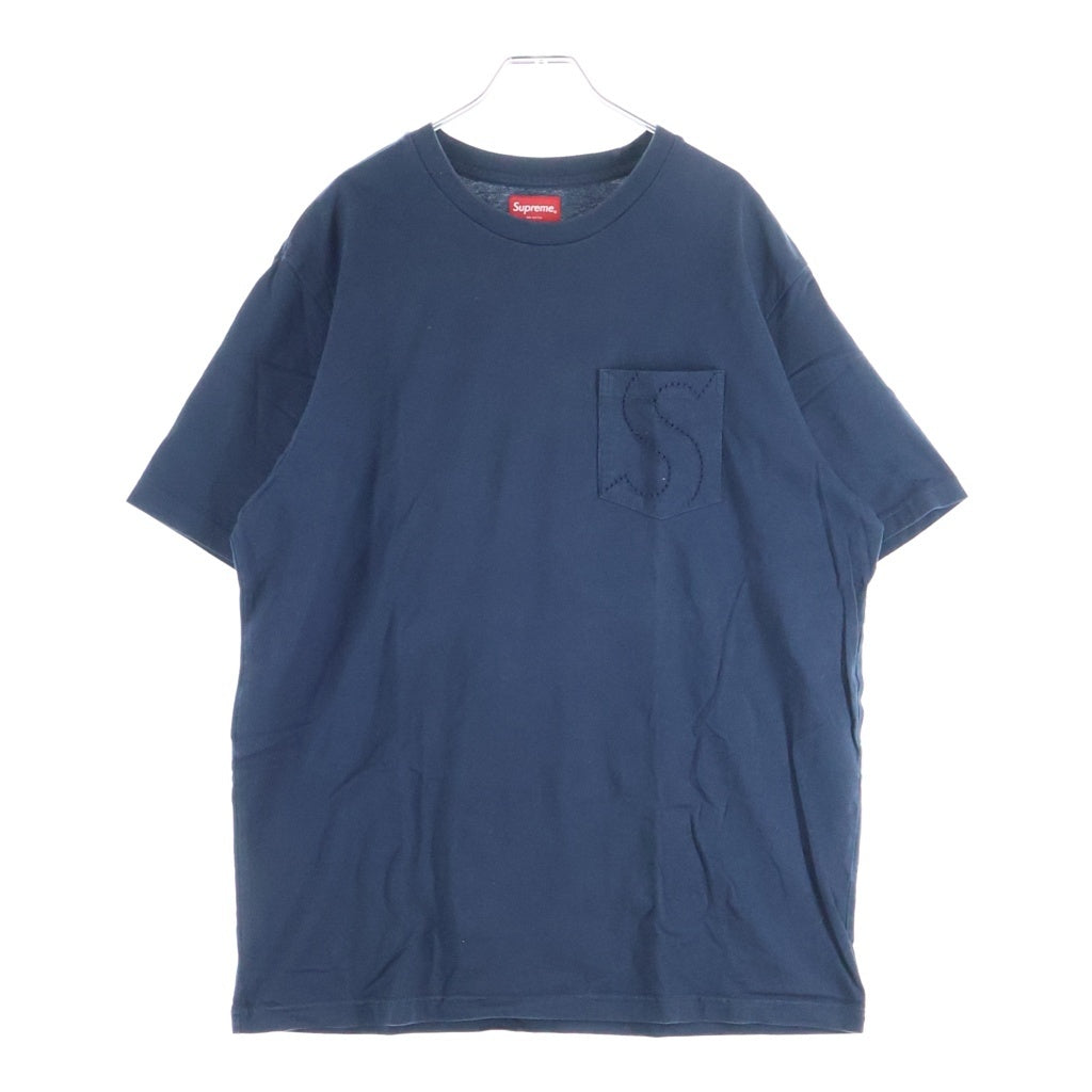 SUPREME(シュプリーム) 21SS Laser Cut S Logo Pocket Tee レーザー カット エス ロゴ ポケット クルーネック Tシャツ 半袖カットソー ブラック