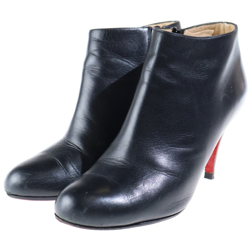 CHRISTIAN LOUBOUTIN(クリスチャンルブタン) レザー サイドジップ ヒール ショートブーツ ブラック レディース