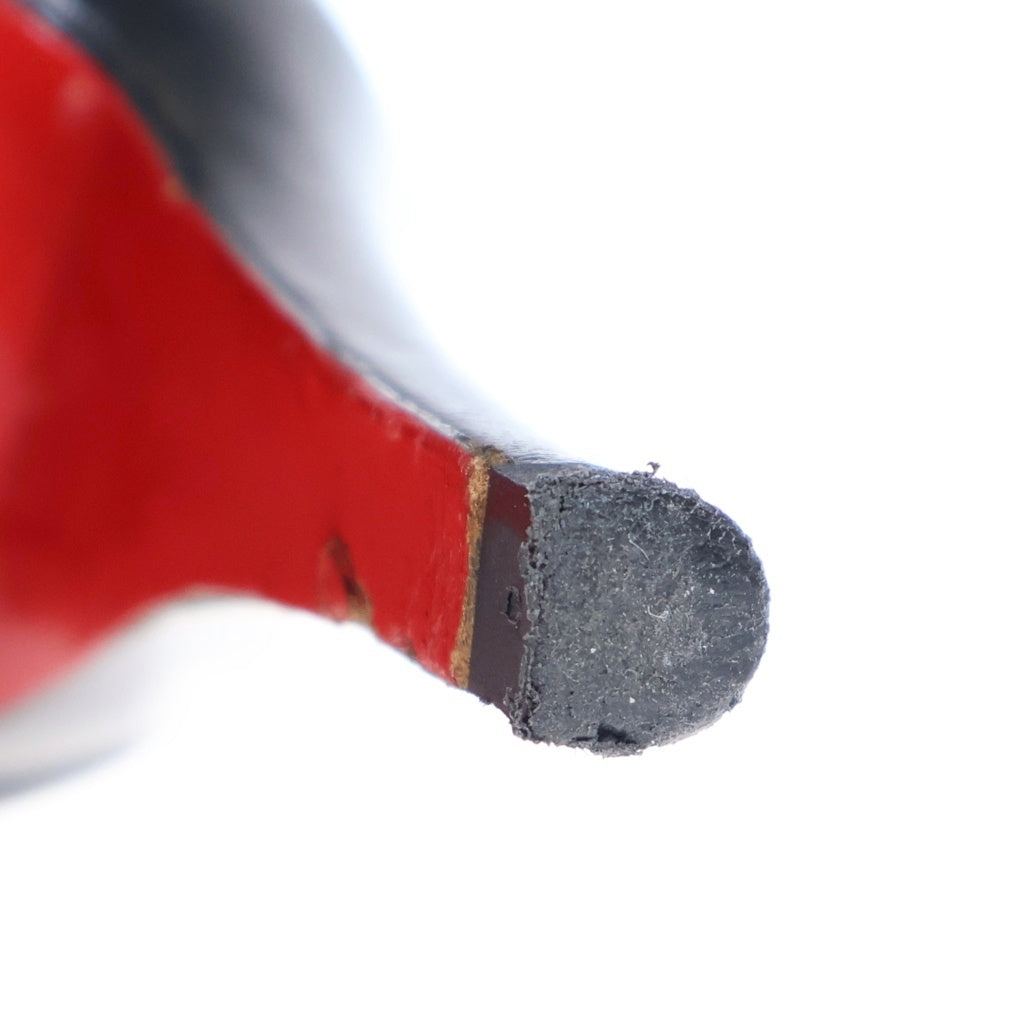 CHRISTIAN LOUBOUTIN(クリスチャンルブタン) レザー サイドジップ ヒール ショートブーツ ブラック レディース