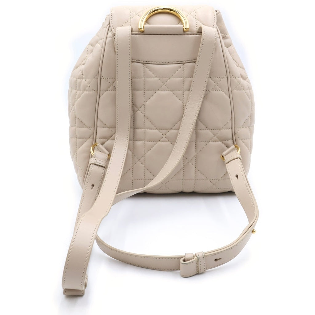 DIOR(ディオール) マクロ カナージュ カロ バックパック リュックサック ブラウンベージュ レザー ゴールド金具 レディース