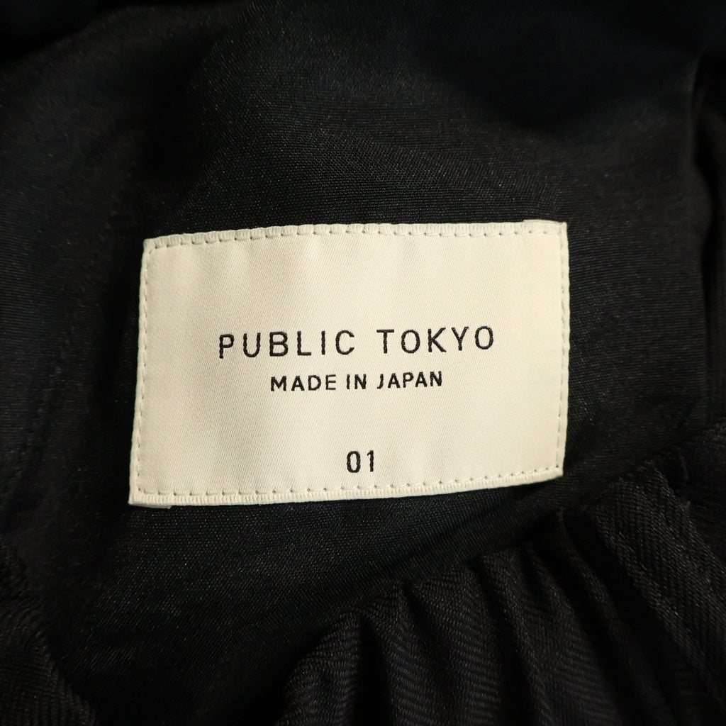 PUBLIC TOKYO(パブリック トウキョウ) GRツイルエバークリーステーパードスラックス パンツ ウエストゴム ブラック 155541004