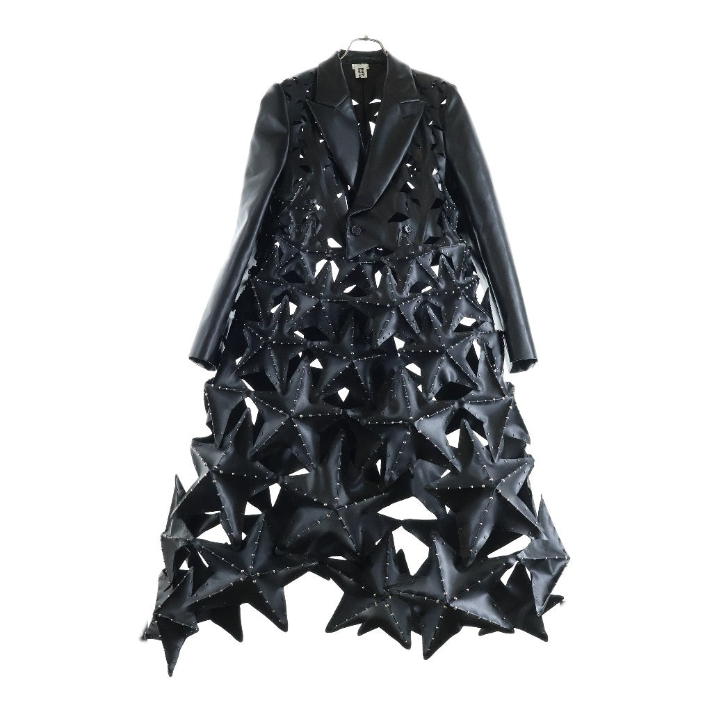 NOIR KEI NINOMIYA(ノワール ケイニノミヤ) 26SS スターデザイン フェイクレザー ドレス ショーピース ブラック 3Q-C0001-051-1-2 レディース