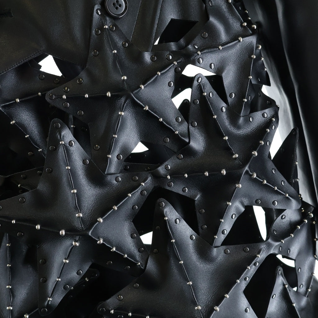 NOIR KEI NINOMIYA(ノワール ケイニノミヤ) 26SS スターデザイン フェイクレザー ドレス ショーピース ブラック 3Q-C0001-051-1-2 レディース