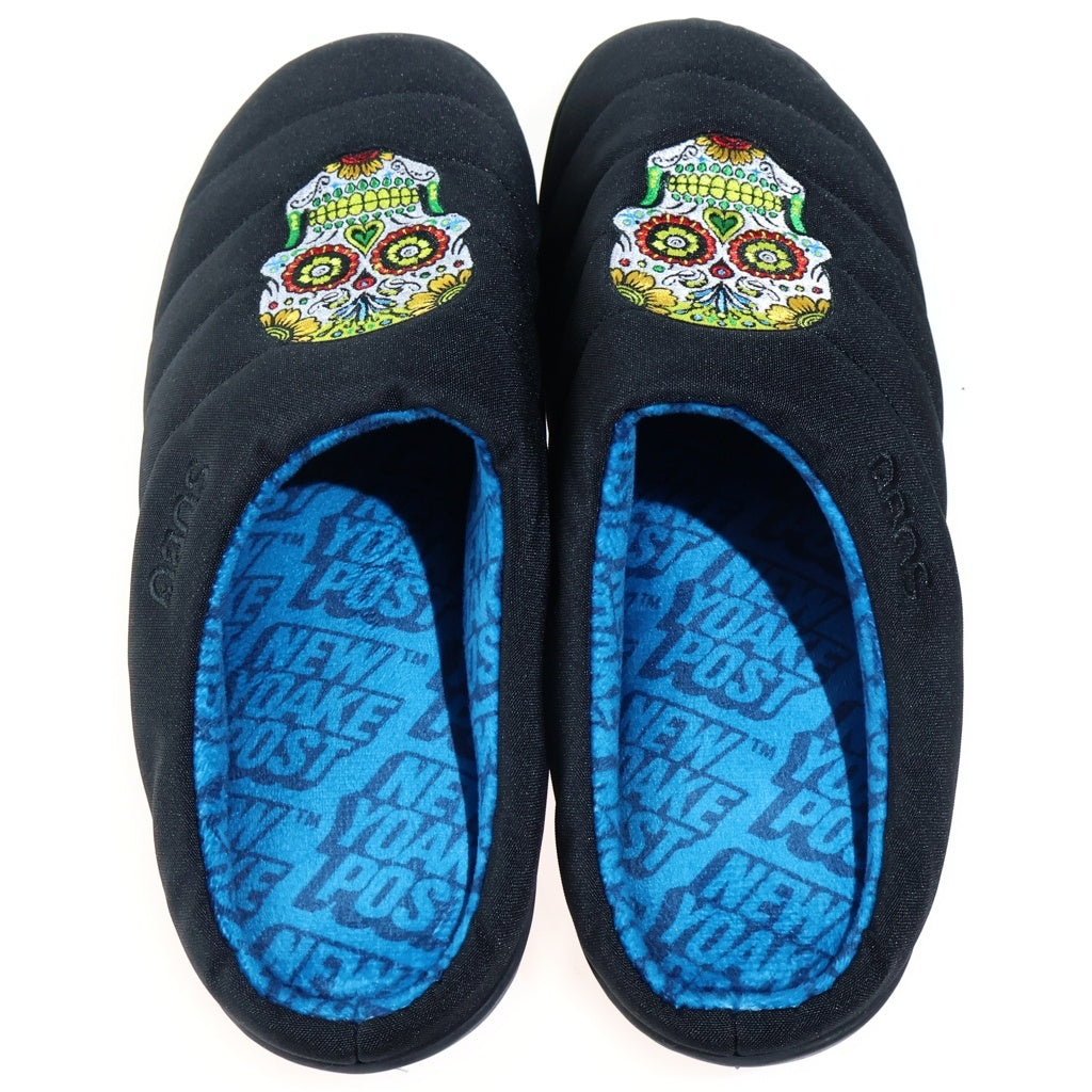 SUBU(スブ) ×NEW YOAKE POST SUGAR SKULL ニューヨアケポスト シュガースカル フロント刺繍 スリッポン サンダル ブラック