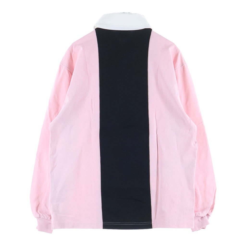 Palace Skateboards(パレススケートボーズ) 25SS Paly Rugby Lush Flush L/S プレイ ラグビー ラッシュ フラッシュ 襟付き ヘンリーネック 長袖Tシャツ カットソー ブラック/ピンク