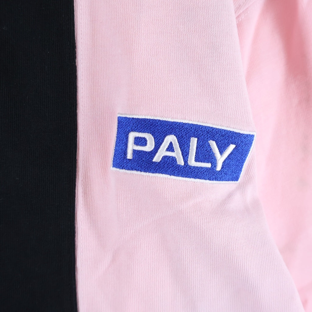 Palace Skateboards(パレススケートボーズ) 25SS Paly Rugby Lush Flush L/S プレイ ラグビー ラッシュ フラッシュ 襟付き ヘンリーネック 長袖Tシャツ カットソー ブラック/ピンク