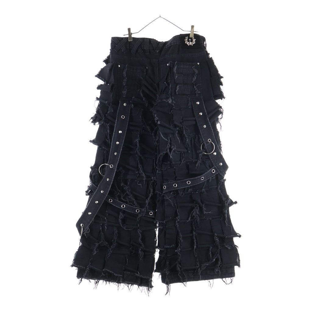 NO BRAND(ノーブランド) UNIZ WORLD BLACK MONSTER PANTS ブラックモンスター ダメージワイド デニムパンツ ブラック