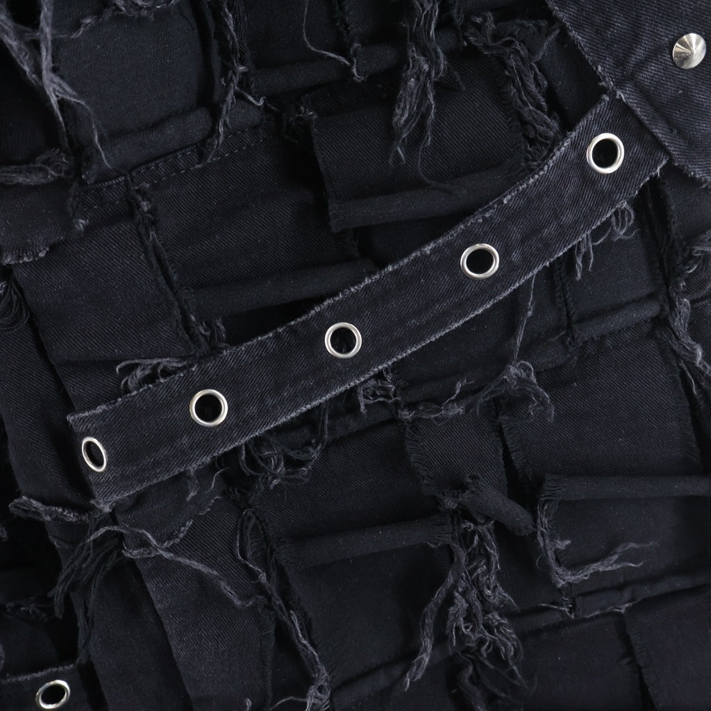 NO BRAND(ノーブランド) UNIZ WORLD BLACK MONSTER PANTS ブラックモンスター ダメージワイド デニムパンツ ブラック