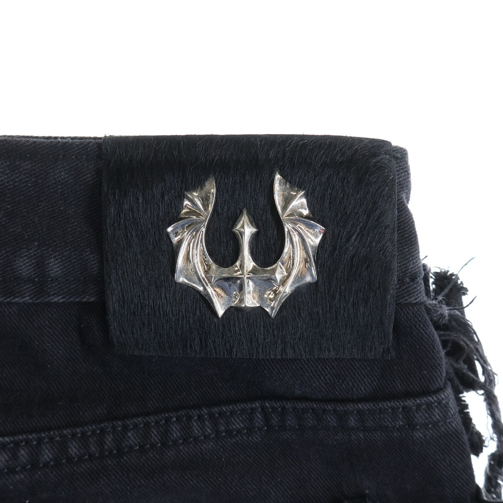 NO BRAND(ノーブランド) UNIZ WORLD BLACK MONSTER PANTS ブラックモンスター ダメージワイド デニムパンツ ブラック