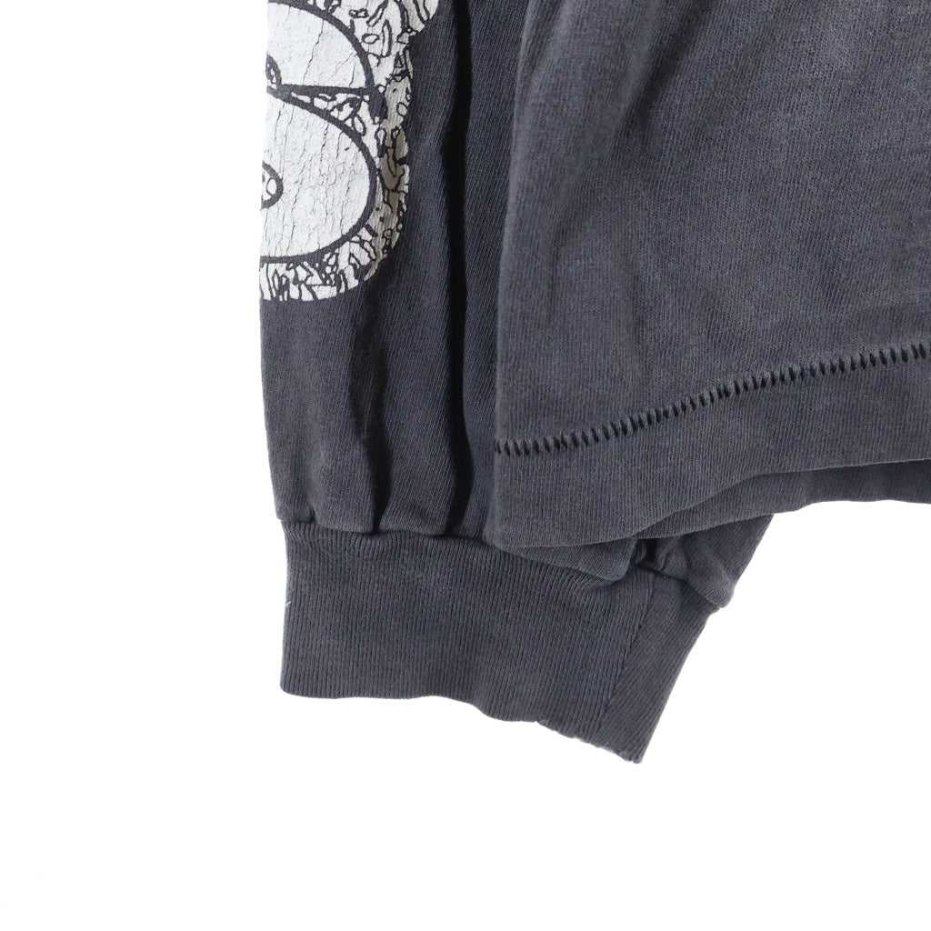 SAINT MICHAEL(セントマイケル) 23AW LS TEE SURVIVE ヴィンテージ加工 グラフィックプリント 長袖Tシャツ ロンT チャコールグレー SM-A23-0000-006