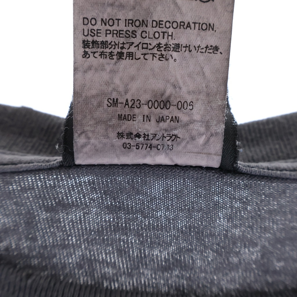 SAINT MICHAEL(セントマイケル) 23AW LS TEE SURVIVE ヴィンテージ加工 グラフィックプリント 長袖Tシャツ ロンT チャコールグレー SM-A23-0000-006