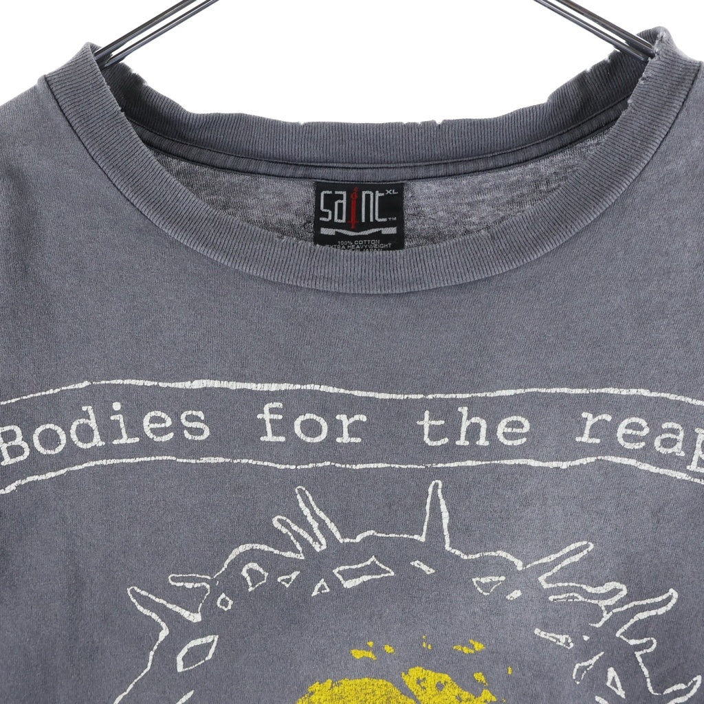 SAINT MICHAEL(セントマイケル) 23AW SS TEE B FOR REAPER グラフィックプリント 半袖Tシャツ チャコールグレー SM-A23-0000-002