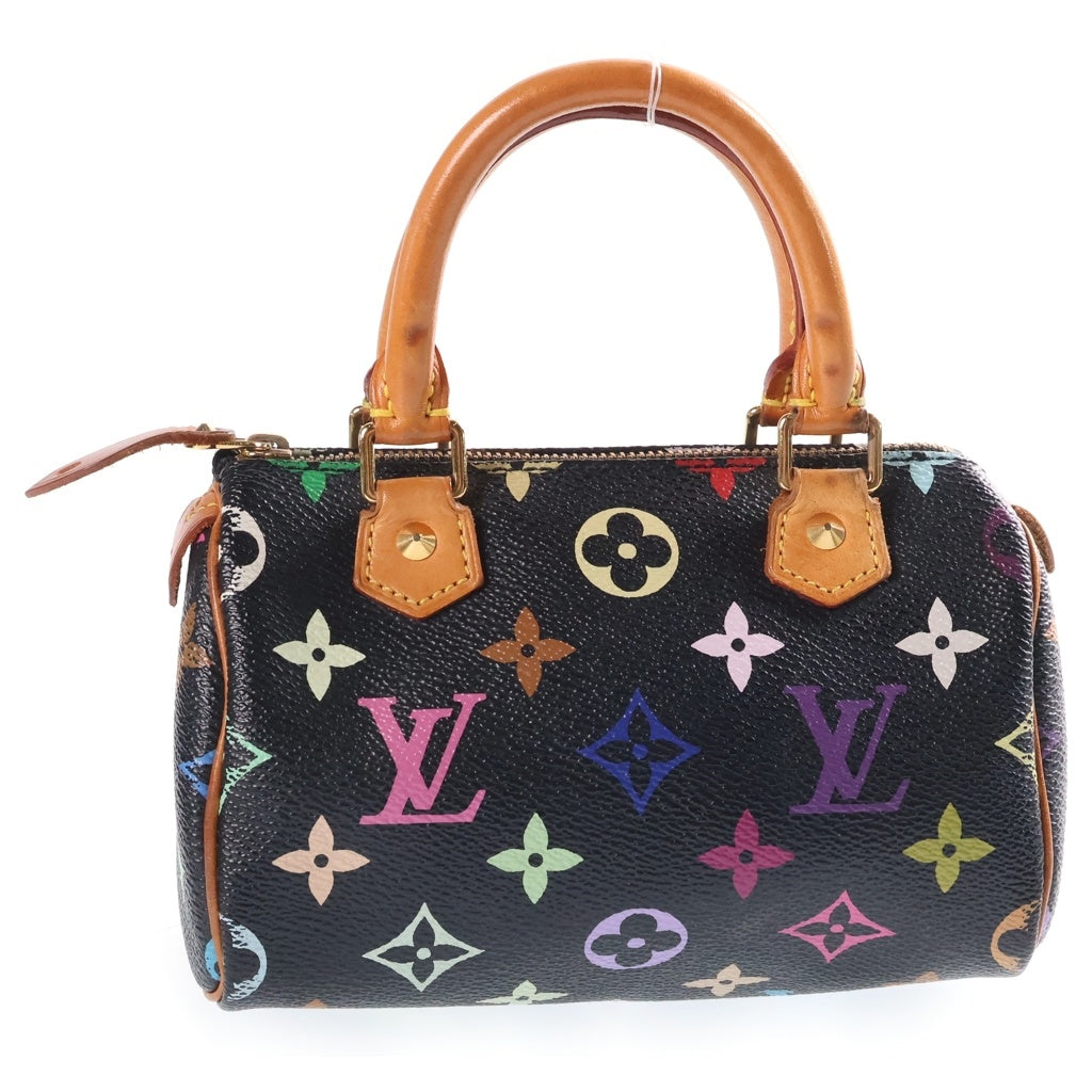 LOUIS VUITTON(ルイヴィトン) モノグラムマルチカラー ミニスピーディ ショルダーバッグ ミニハンドバッグ ブラック レザー×PVC M92644 ゴールド金具 レディース