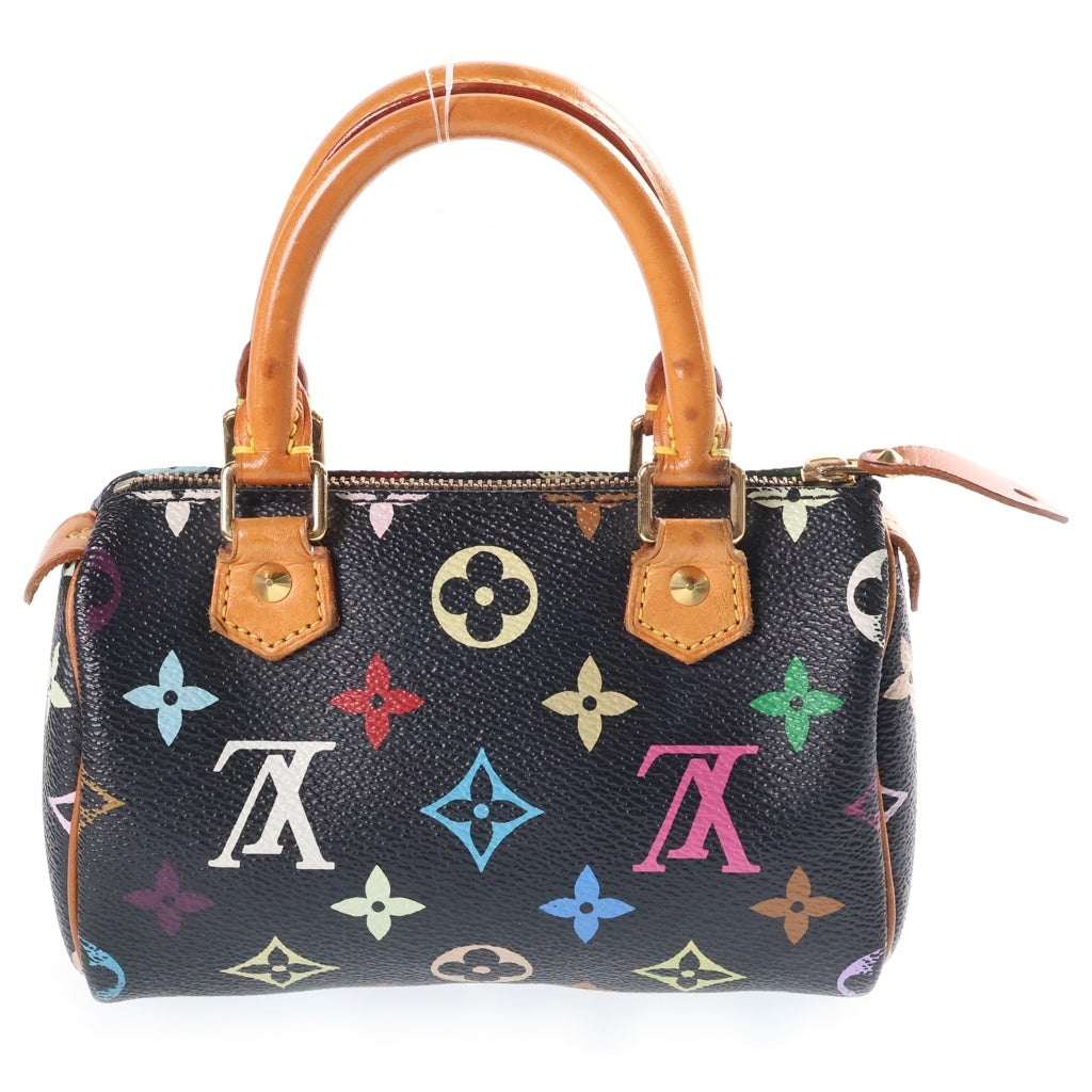 LOUIS VUITTON(ルイヴィトン) モノグラムマルチカラー ミニスピーディ ショルダーバッグ ミニハンドバッグ ブラック レザー×PVC M92644 ゴールド金具 レディース