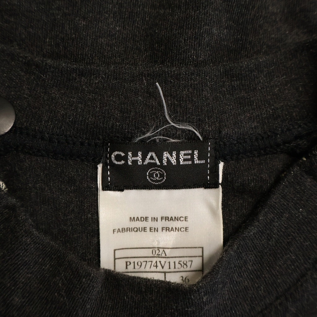 CHANEL(シャネル) カシミヤ サイドロゴジップ半袖Tシャツ チャコールグレー P19774V11587 レディース