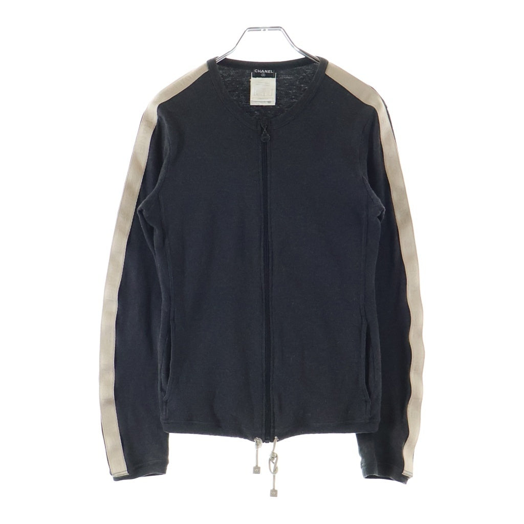 CHANEL(シャネル) ロゴサイドラインジップカーディガン チャコール P19773V11587