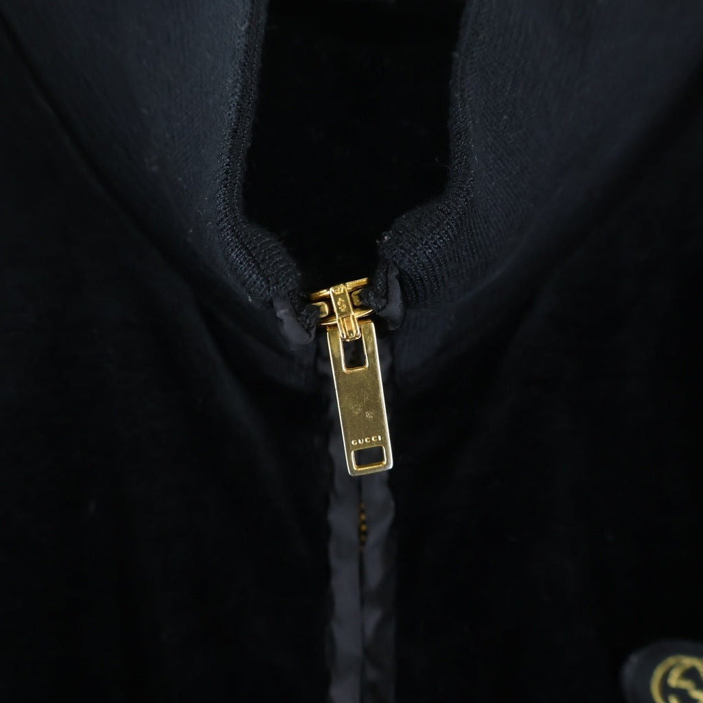 GUCCI(グッチ) セットアップ インターロックングG ロゴ刺繍 ベロア ジップアップ トラックジャケット トラックパンツ ブラック 271472 X8806/271470 X8806 レディース