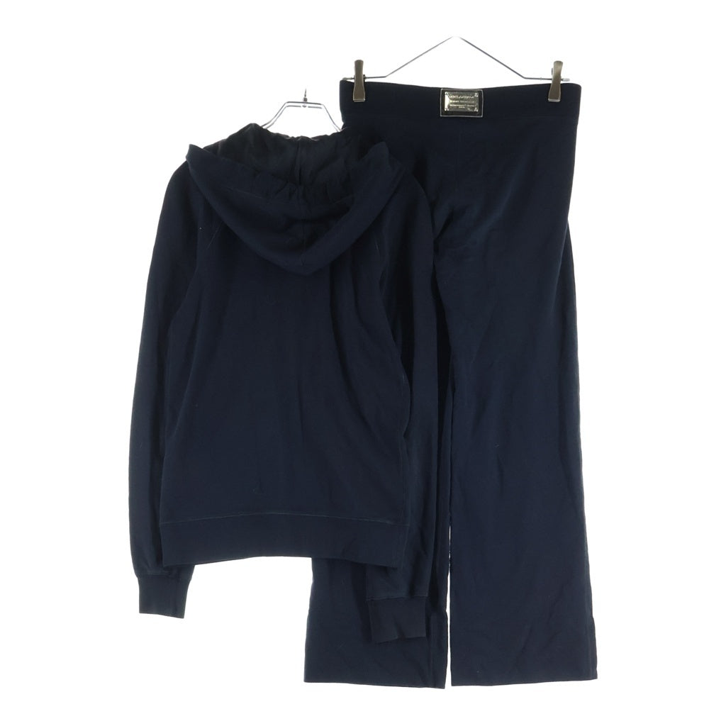 DOLCE & GABBANA(ドルチェアンドガッバーナ) セットアップ ロゴプレート ジップアップ パーカー フーディー イージー トラックパンツ ブラック レディース F9240T/F3JGXT