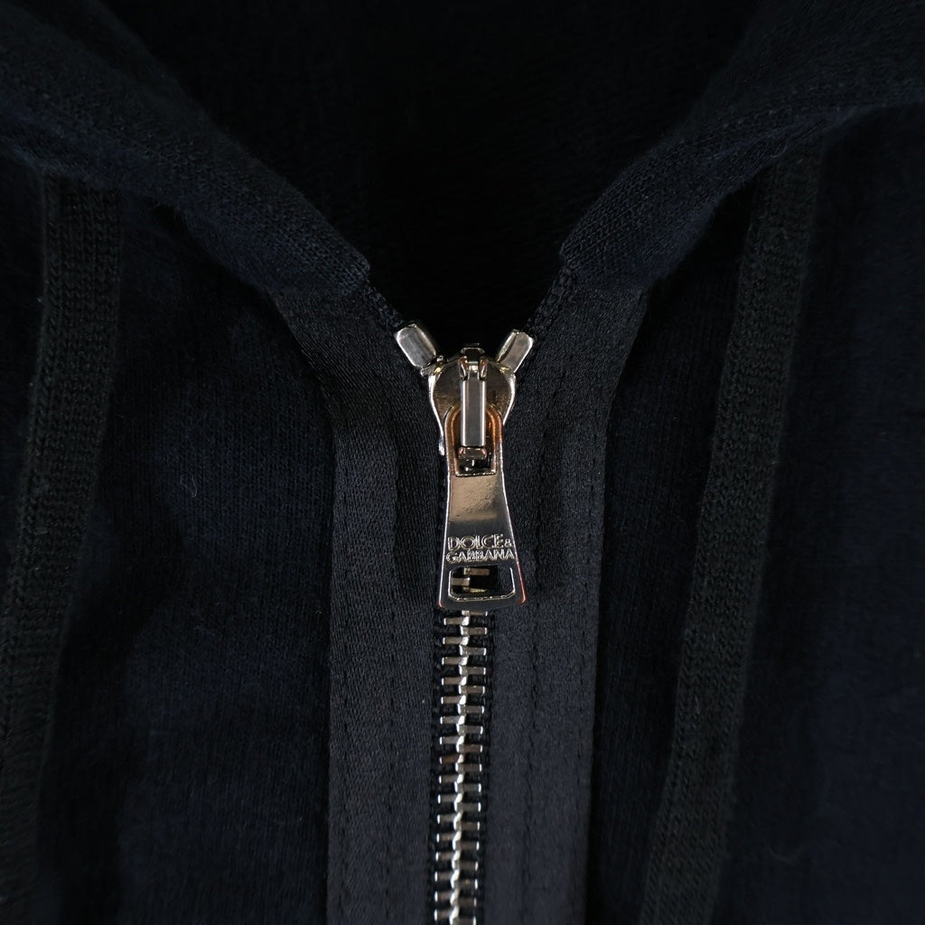 DOLCE & GABBANA(ドルチェアンドガッバーナ) セットアップ ロゴプレート ジップアップ パーカー フーディー イージー トラックパンツ ブラック レディース F9240T/F3JGXT