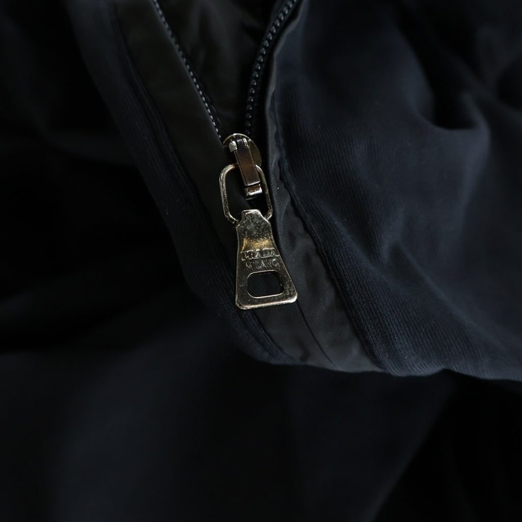 PRADA(プラダ) スポーツライン スタンドカラー ハーフジップ ロングスリーブ 長袖Tシャツ カットソー ブラック レディース