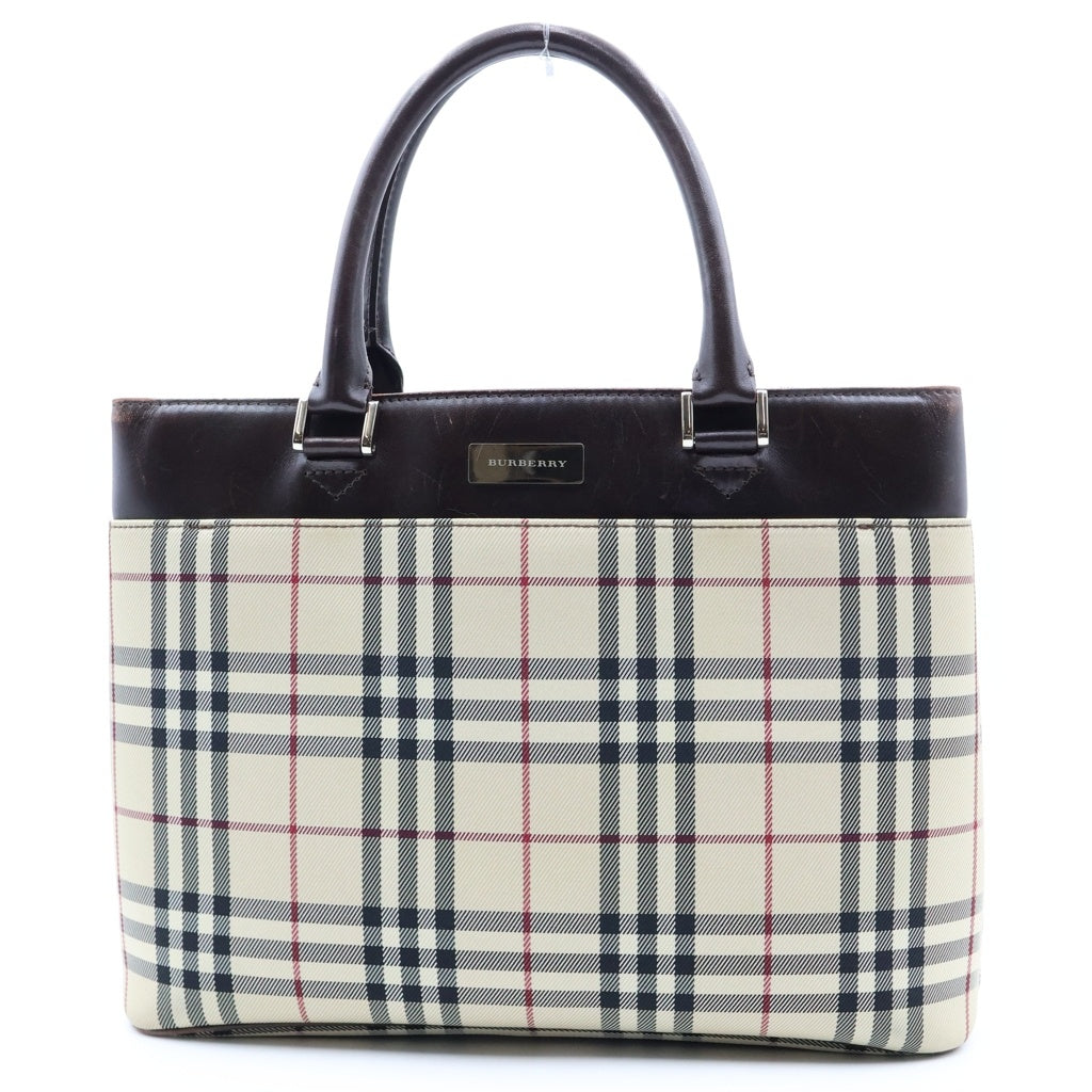 BURBERRY(バーバリー) ミニ ノバチェック レザー キャンバス 2WAY ハンドバッグ ショルダーバッグ ブラウン/ベージュ レディース