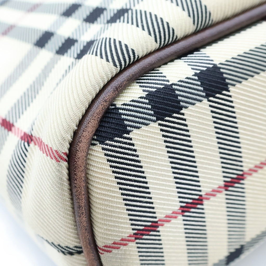 BURBERRY(バーバリー) ミニ ノバチェック レザー キャンバス 2WAY ハンドバッグ ショルダーバッグ ブラウン/ベージュ レディース