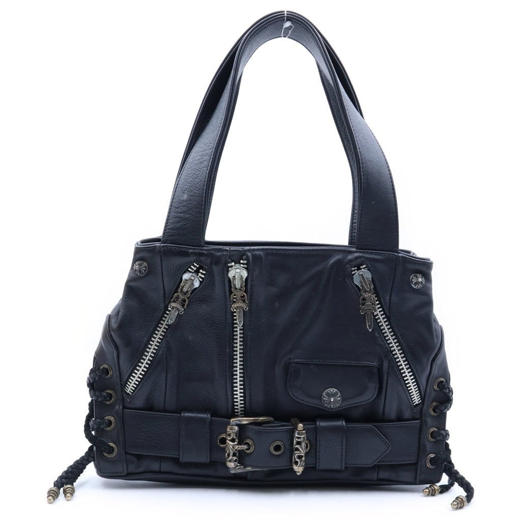 CHROME HEARTS(クロムハーツ) JJ DEAN SMALL JJディーン スモール レザーライダース ハンドバッグ ブラック/シルバー