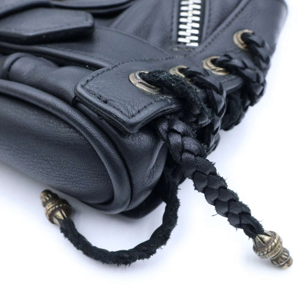 CHROME HEARTS(クロムハーツ) JJ DEAN SMALL JJディーン スモール レザーライダース ハンドバッグ ブラック/シルバー