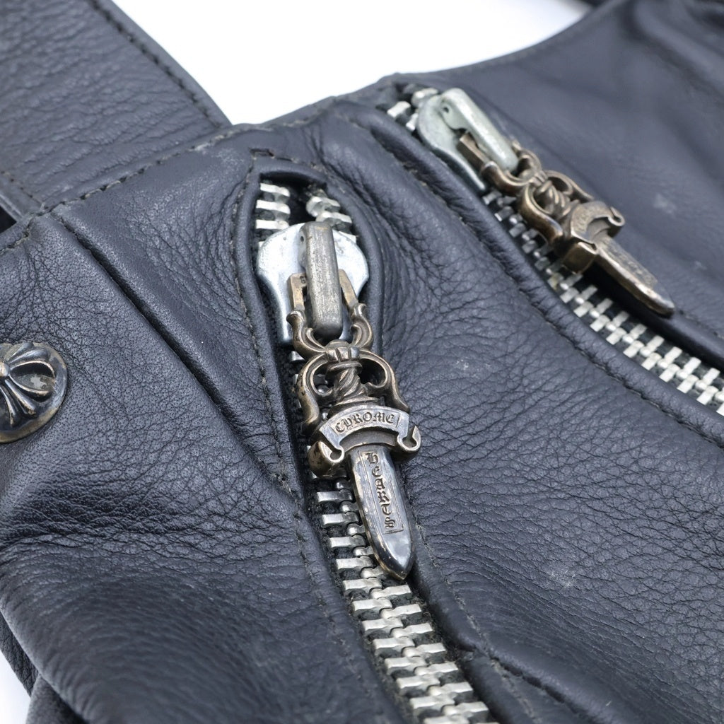 CHROME HEARTS(クロムハーツ) JJ DEAN SMALL JJディーン スモール レザーライダース ハンドバッグ ブラック/シルバー