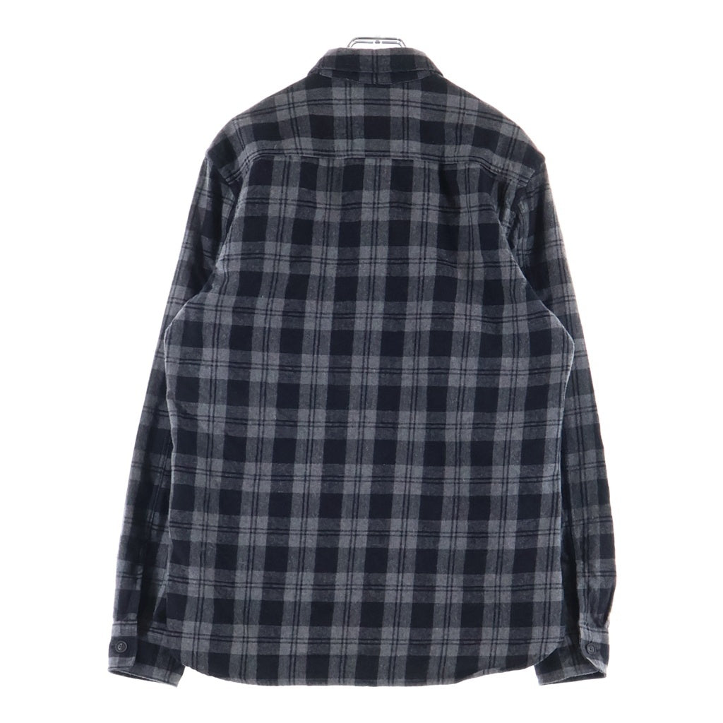 BURBERRY(バーバリー) チェック総柄 ワイドカラー フラップポケット 長袖 ボタンシャツ グレー/ブラック 3942553