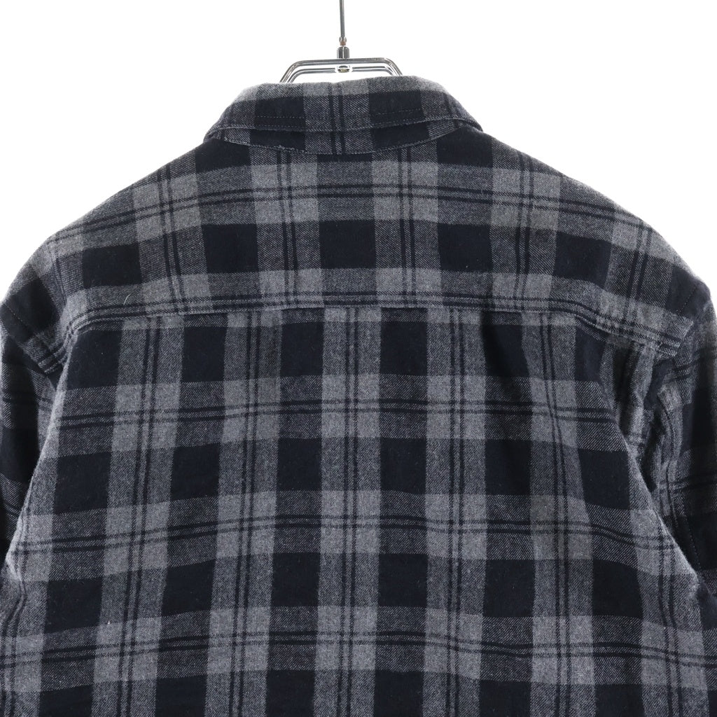 BURBERRY(バーバリー) チェック総柄 ワイドカラー フラップポケット 長袖 ボタンシャツ グレー/ブラック 3942553