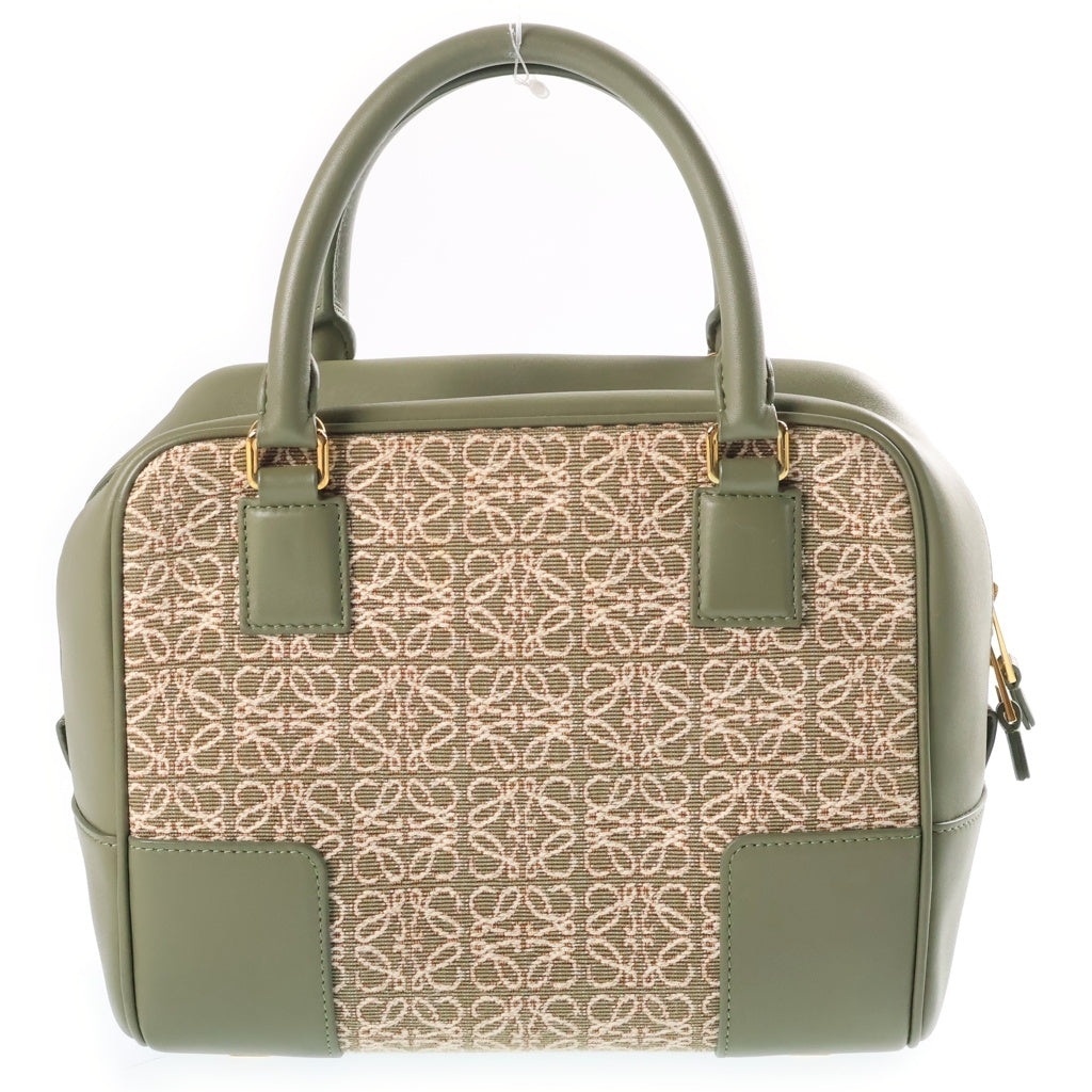 LOEWE(ロエベ) アマソナ19 スクエア 2WAYハンドバッグ ショルダーバッグ アナグラム グリーン ジャガード レザー レディース