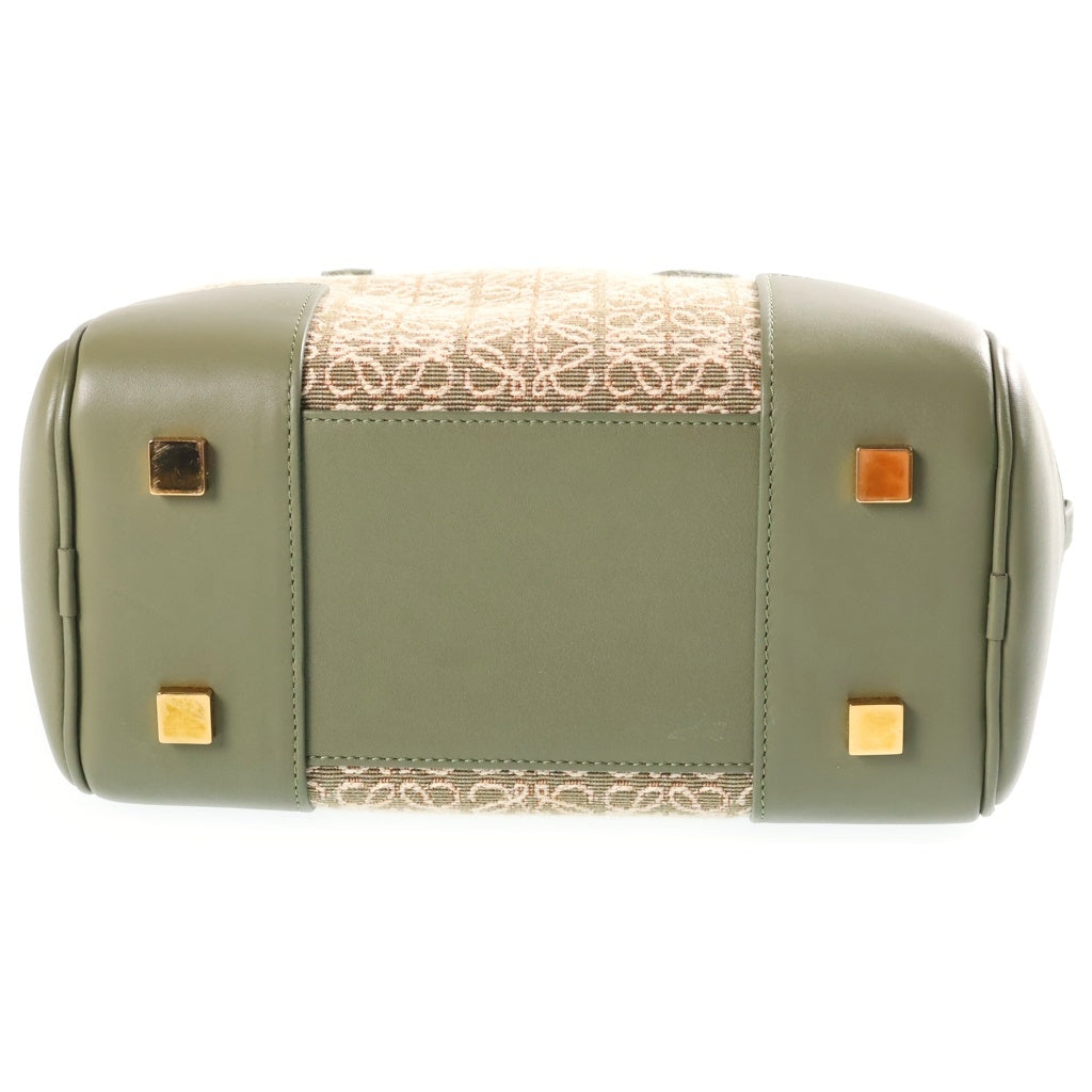 LOEWE(ロエベ) アマソナ19 スクエア 2WAYハンドバッグ ショルダーバッグ アナグラム グリーン ジャガード レザー レディース