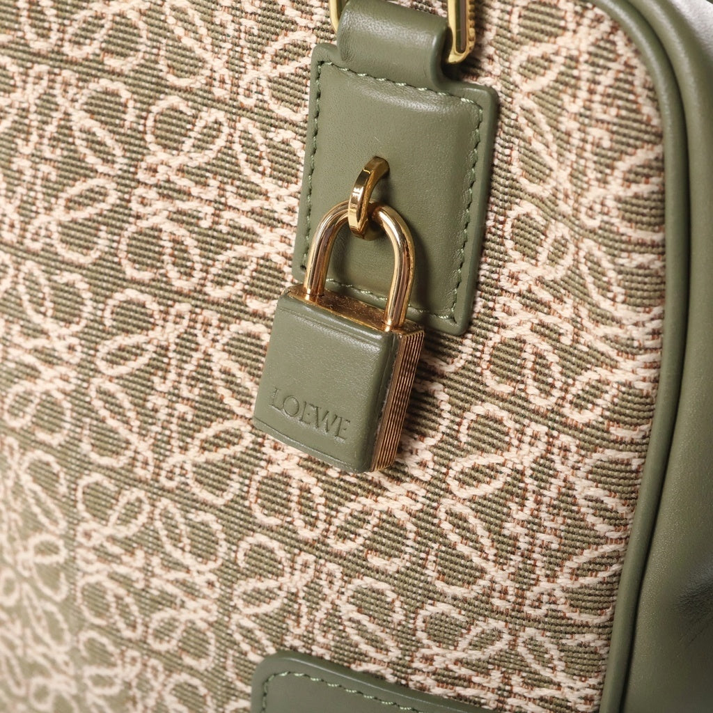 LOEWE(ロエベ) アマソナ19 スクエア 2WAYハンドバッグ ショルダーバッグ アナグラム グリーン ジャガード レザー レディース